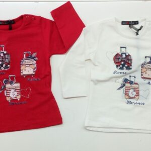 MAGLIA GIROCOLLO MANICA LUNGA CON STAMPA STRASS E FIOCCHETTI SCOZZESI