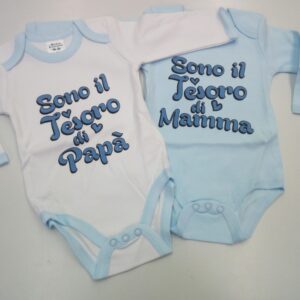BODY BIMBO CONF. 2 PEZZI COTONE 
CON SCRITTA RIFERITA A MAMMA E PAPA'