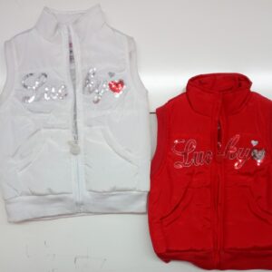 SMANICATO BIMBA NEONATA CON SCRITTA PAJETTATA E CUORICINO