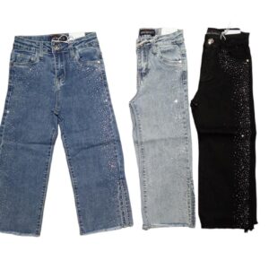 Jeans a palazzo Bambina con strass
