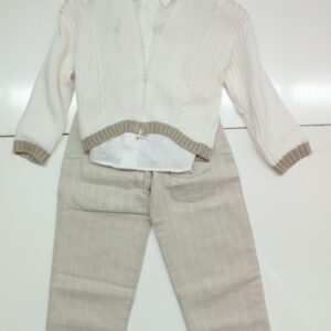COMPLETO CAMICIA + CARDIGAN + PANTALONE per cerimonia battesimo