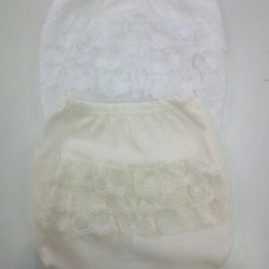 COPRI PANNETTO GHETTINA CON PIZZO COTONE PER CERIMONIA E BATTESIMO