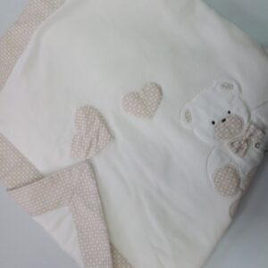 COPERTA CULLA/CARROZZINA BIANCO CON ORSETTO