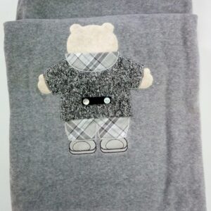 COPERTA CULLA/CARROZZINA GRIGIO QUADRI
CON ORSETTO CINIGLIA