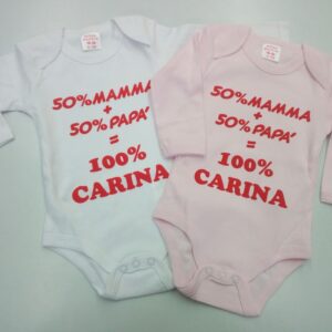 BODY MANICA LUNGA CONF. DA 2 CON STAMPA CALDO COTONE