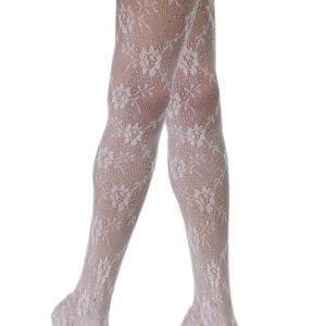 Calze Bianca Ricamate Accessorio Di Carnevale - immagine 1