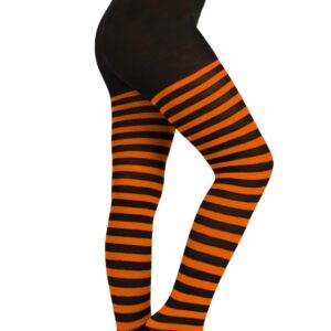Collant Riga Nero Arancio Bambina Accessorio Di Carnevale