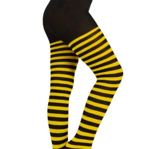 Calze Collant Riga Nero Giallo Bambina Accessorio Di Carnevale