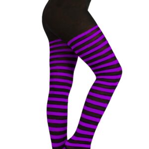 Collant Riga Nero Viola Bambina Accessorio Di Carnevale