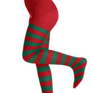 Calze Collant Riga Rosso Verde Bambina Accessorio Di Carnevale - immagine 1