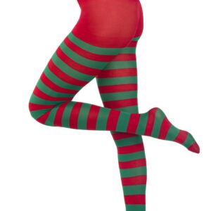 Collant Riga Rosso Verde Accessorio Di Carnevale - immagine 1