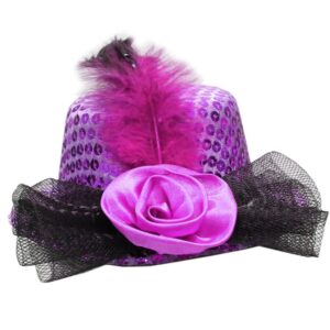 Cappellino Paillettes Viola Accessorio Di Carnevale