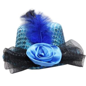 Cappellino Paillettes Celeste Accessorio Di Carnevale
