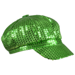 Berretto Disco Paillettes Verde Accessorio Di Carnevale - immagine 1