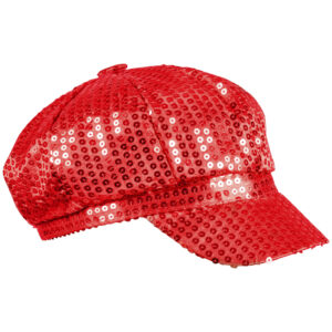 Berretto Disco Paillettes Rosso Accessorio Di Carnevale