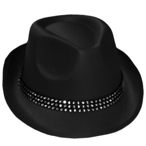 Cappello Popstar Con Brillantini Nero Accessorio Di Carnevale