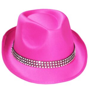 Cappello Popstar Con Brillantini Fuxia Accessorio Di Carnevale