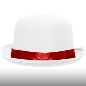 Cappello Bombetta Bianco/rosso Accessorio Di Carnevale - immagine 1