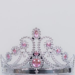 Corona Principesse Argento Rosa Accessorio Di Carnevale - immagine 1