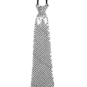 Cravatta Piccola Paillettes Argento Accessorio Di Carnevale