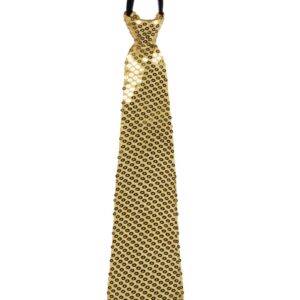 Cravatta Piccola Paillettes Oro Accessorio Di Carnevale