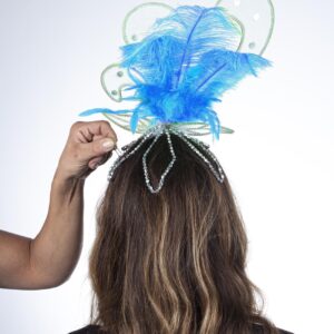 Diadema Brasiliana Professionale Piuma Turchese Accessorio Di Carnevale - immagine 1
