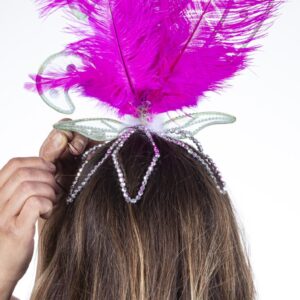 Diadema Brasiliana Professionale Piuma Ciclamo Accessorio Di Carnevale - immagine 1