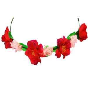 Ghirlanda Di Fiore Rosso Per Damigella Accessorio Di Carnevale - immagine 1