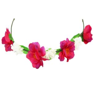 Ghirlanda Di Fiore Fuxia Per Damigella Accessorio Di Carnevale - immagine 1