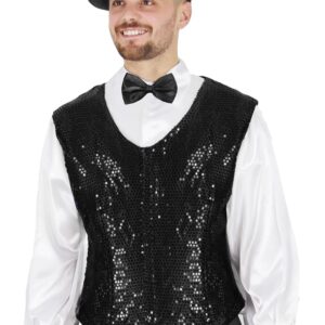 Gilet Paillettes Nero Accessorio Di Carnevale