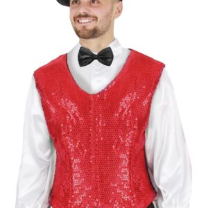 Gilet Paillettes Rosso Accessorio Di Carnevale - immagine 1
