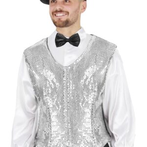Gilet Paillettes Argento Accessorio Di Carnevale - immagine 1