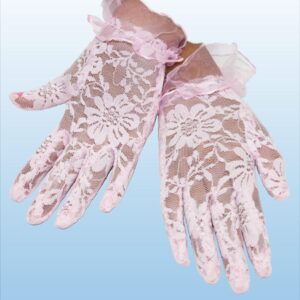 Guanto Damina Merletto Baby Rosa Accessorio Di Carnevale