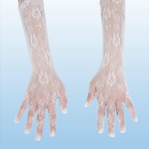 Guanto Bianco Ricamato Accessorio Di Carnevale - immagine 1