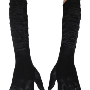 Guanti Licra Nero Accessorio Di Carnevale - immagine 1