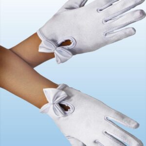 Guanti Licra Bambina Bianchi Con Fiocco Accessorio Di Carnevale