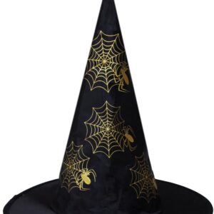 Cappello Strega Fantasia Ragnatela Oro Accessorio Di Carnevale