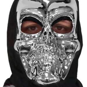 Maschera Demone Argento Accessorio Di Carnevale - immagine 1