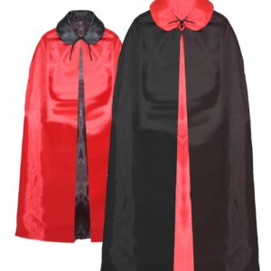 Mantello Reversibile Nero-rosso Adulto Accessorio Di Carnevale - immagine 1
