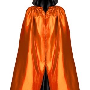 Mantello Cappuccio Double Arancio-nero Adulto Accessorio Di Carnevale - immagine 1