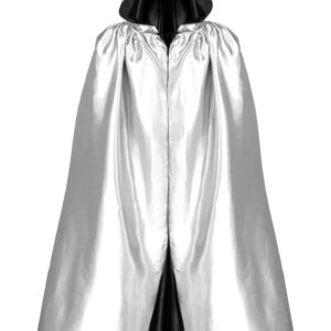 Mantello Cappuccio Double Bianco-nero Adulto Accessorio Di Carnevale - immagine 1