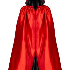Mantello Cappuccio Double Rosso-nero Adulto Accessorio Di Carnevale - immagine 1