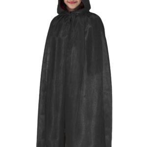 Mantello Cappuccio Bambina-o Nero Accessorio Di Carnevale