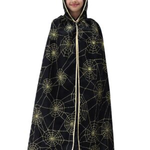 Mantello Cappuccio Ragnatela Oro Accessorio Di Carnevale - immagine 1