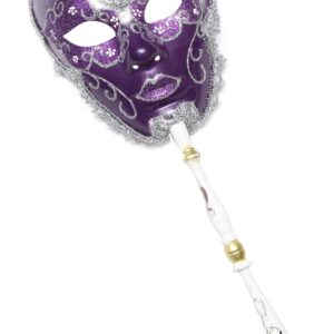Maschera Domino Decorata A Mano Viola Accessorio Di Carnevale