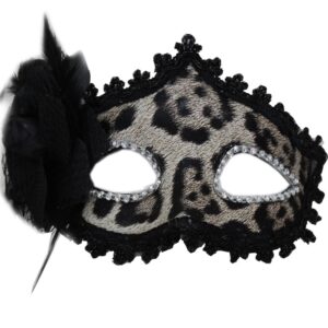 Maschera Con Fiore Nero Accessorio Di Carnevale - immagine 1