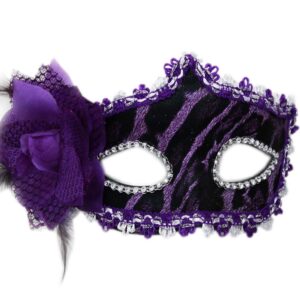 Maschera Con Fiore Viola Accessorio Di Carnevale - immagine 1