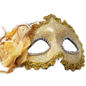 Maschere Con Fiore Oro Accessorio Di Carnevale - immagine 1