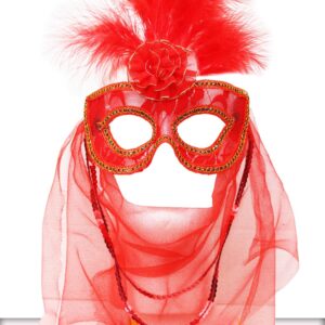 Maschera Odalisca Rossa Accessorio Di Carnevale