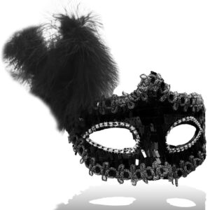 Maschera Paillettes Lusso Nera  Accessorio Di Carnevale